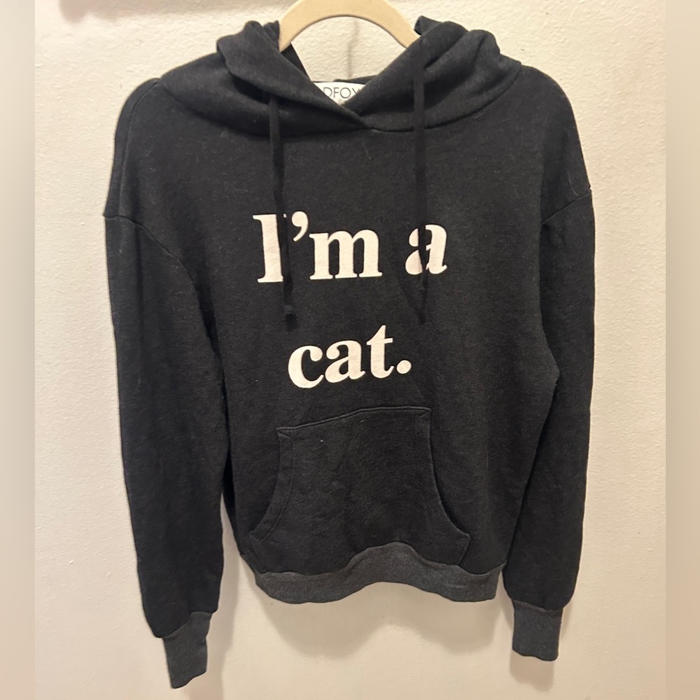 🐈⬛WILDFOX RARE “I’m A Cat” 3D Ears Hoodie Charcoal Gray Black ASO Paris Hilton - Picture 8 of 13